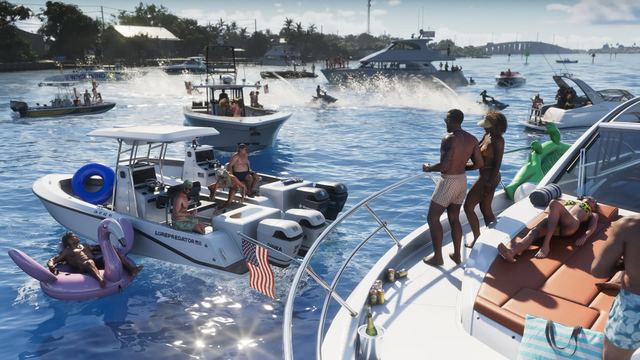 Boats and jet skis off the Keys. Official GTA 6 screenshot, Rockstar Games