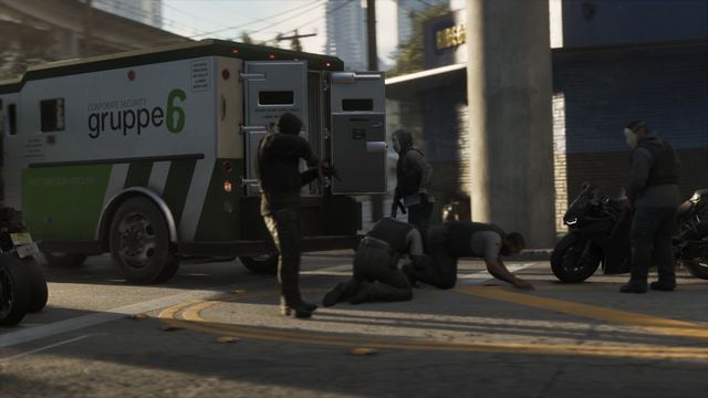A Gruppe 6 armoured truck. Still from official footage, Rockstar Games