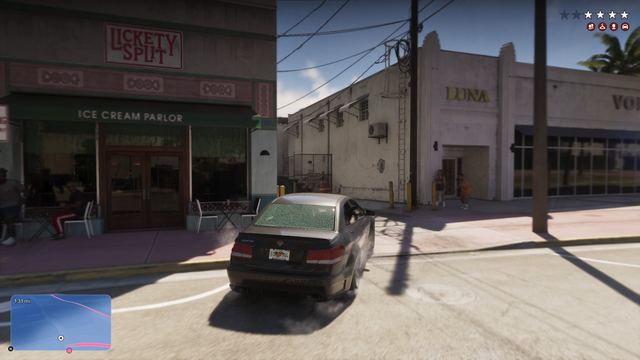 Lickety Split ice cream parlour. Still from official footage, Rockstar Games