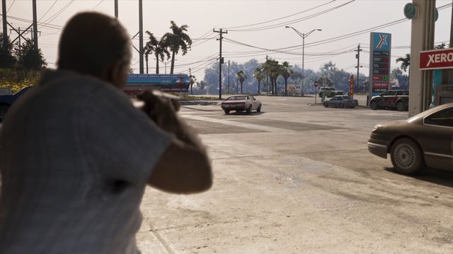 A Xero gas station. Still from official footage, Rockstar Games