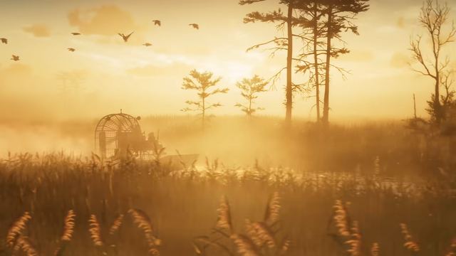 Airboat in the tall grass. Still from official footage, Rockstar Games