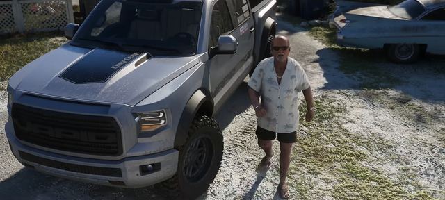 Brian and his pickup. Still from official footage, Rockstar Games
