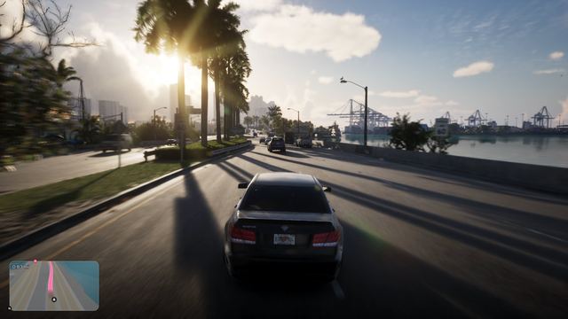 Grey saloon, later the getaway car. Still from official footage, Rockstar Games