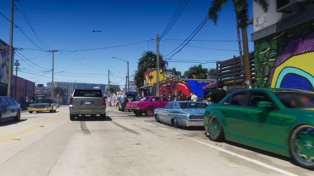 Lowriders and big rims. Still from official footage, Rockstar Games