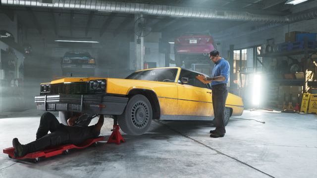 Inside Rideout Customs. Official image, Rockstar Games