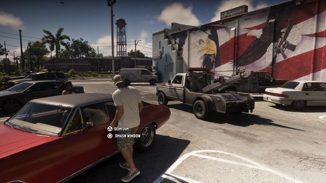Stealing a car: Slim Jim or Smash Window. Still from official footage, Rockstar Games