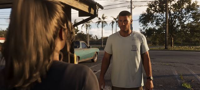 The prison car park. Still from official footage, Rockstar Games