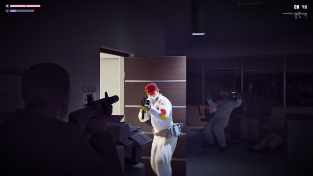 Office firefight. Still from official footage, Rockstar Games