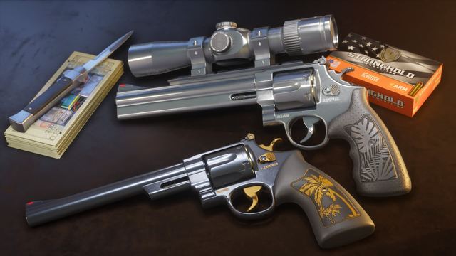 The Hawk and Little Morgan revolvers with a switchblade and ammo